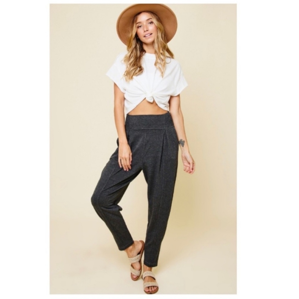 Ces Femme high waist side smocking joggers with pockets